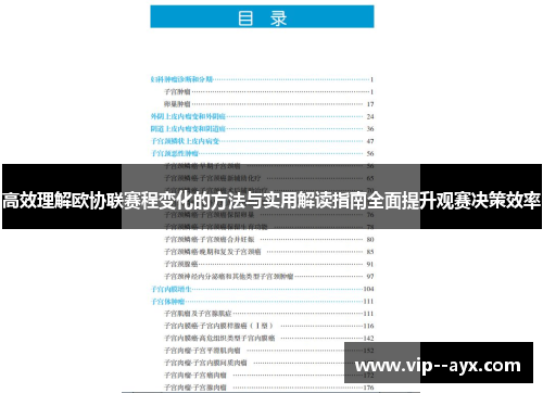 高效理解欧协联赛程变化的方法与实用解读指南全面提升观赛决策效率